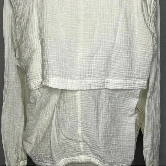 Rails Jacket Snap Women Medium Ivory Yellow Cropped Cinch Waist Organic Cotton - Picture 9 of 12